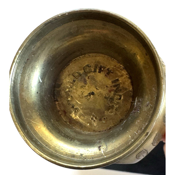 Vintage Etched Brass Pitcher 6" Ewer, Aftaba-Intricate Engravings Made in India - Picture 4 of 7